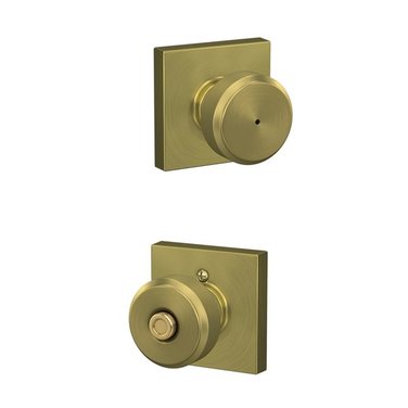 Canadian  Lumber - Schlage F Series Bowery Satin Brass No Deadbolt Privacy  Door Knob