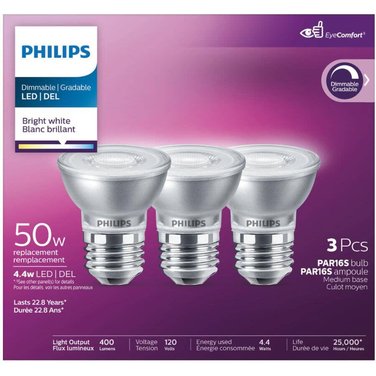 | Lumber - PHILIPS PAR16 Medium Base Bright White Dimmable LED Light Bulbs - 3 Pack