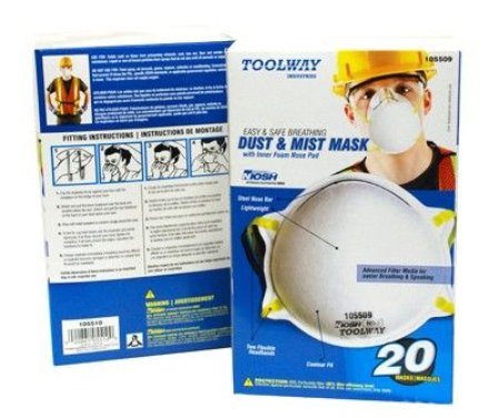 Toolway 3 Ply Dust & Mist Mask - 20 Pack
