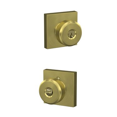 Schlage F Series Bowery-Collins Satin Brass No Deadbolt Keyed Entry Door Knob