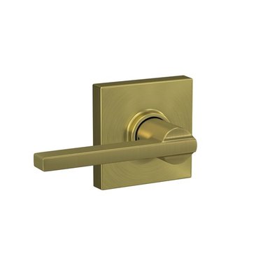 Schlage F Series Latitude Satin Brass No Deadbolt Reversible Passage Door Handle