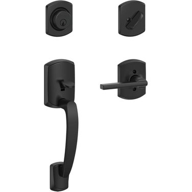 SCHLAGE LOCK Matte Black Greenwich Entrance Leverset