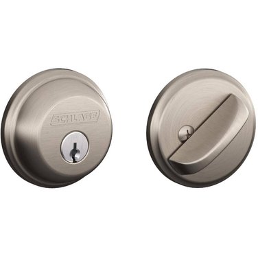 SCHLAGE LOCK B60 Single Cylinder Deadbolt Lock - Satin Nickel