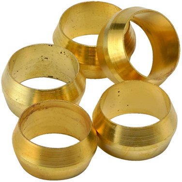 HOME PLUMBER 3/8" Brass Compression Ferrules - 5 Pack