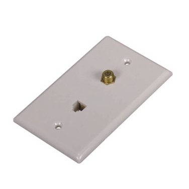 RCA Coaxial Cable & Phone Wall Plate - White
