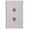 RCA Coaxial Cable Wall Plate - with Dual Connector, White
