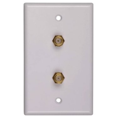 RCA Coaxial Cable Wall Plate - with Dual Connector, White