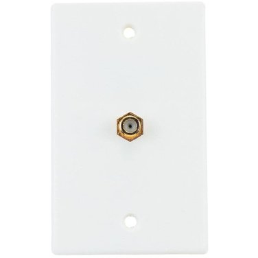 RCA Coaxial Cable Wall Plate - with Single Connector, White