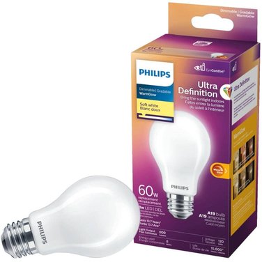 PHILIPS 9.5W A19 Medium Base Soft White Warm Glow Dimmable LED Light Bulb