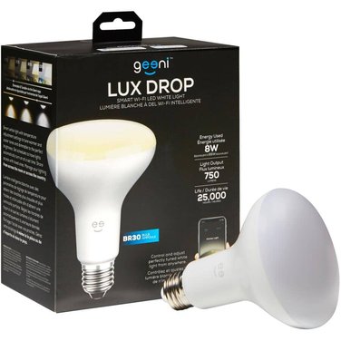 GEENI 8W BR30 Medium Base White Dimmable Lux Drop Smart LED Light Bulb