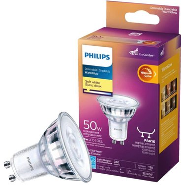 PHILIPS 4.5W MR16 GU10 Base Soft White Warm Glow Dimmable LED Light Bulb