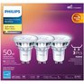 PHILIPS 4.5W MR16 GU10 Base Soft White Warm Glow Dimmable LED Light Bulbs - 3 Pack