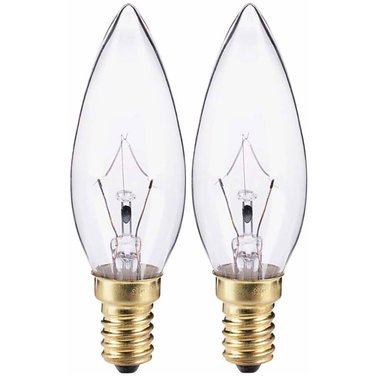 GLOBE ELECTRIC 40W B9 European Base Clear Chandelier Light Bulbs - 2 Pack