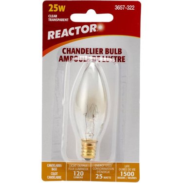 REACTOR 25W B8 Candelabra Base Clear Chandelier Light Bulb