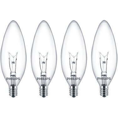 PHILIPS DuraMax 40W B10 Candelabra Base Clear Chandelier Light Bulbs - 4 Pack