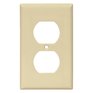 EATON Ivory Plastic 1-Gang Duplex Receptacle Plate