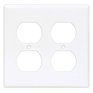 EATON White Plastic 2-Gang Duplex Receptacle Plate