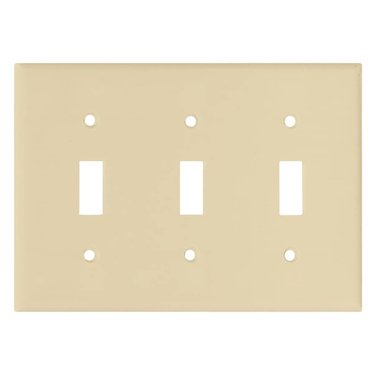EATON Ivory Plastic 3-Toggle Switch Plate