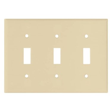 EATON Ivory Plastic 3-Toggle Switch Plate