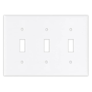 EATON White Plastic 3-Toggle Switch Plate