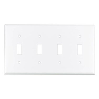 EATON White Plastic 4-Toggle Switch Plate