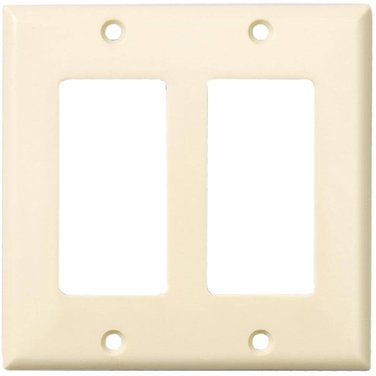 EATON Ivory Plastic 2-Gang Decorator Wall Plate