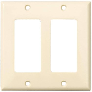 EATON Ivory Plastic 2-Gang Decorator Wall Plate