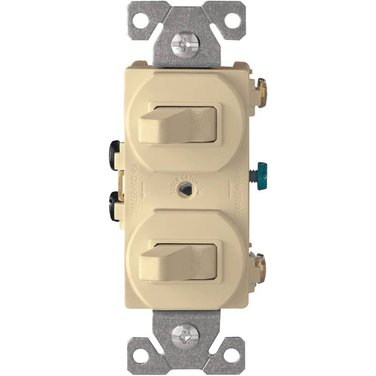 EATON 2 Single Pole Ivory Light Switch