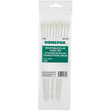 HOME PAK 10 Pack 7-7/8" Natural Cable Ties with Mounting Hole
