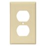 EATON Ivory Plastic 1-Gang Duplex Receptacle Plate