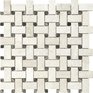 12x12 Ivory Travertino Filled and Honed Basketweave Mosaic