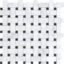 12x12 Bianco Venatino Polished Marble Basketweave Mosaic