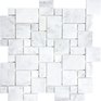 12x12 Bianco Venatino Polished Marble Mini Versailles Mosaic
